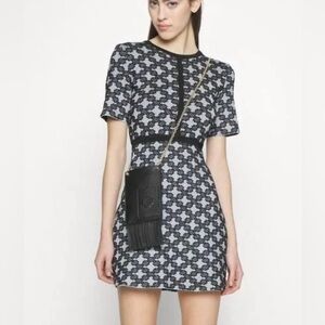 Maje Romane Pattern Knit Minidress Navy/Blue Size 36 (4)